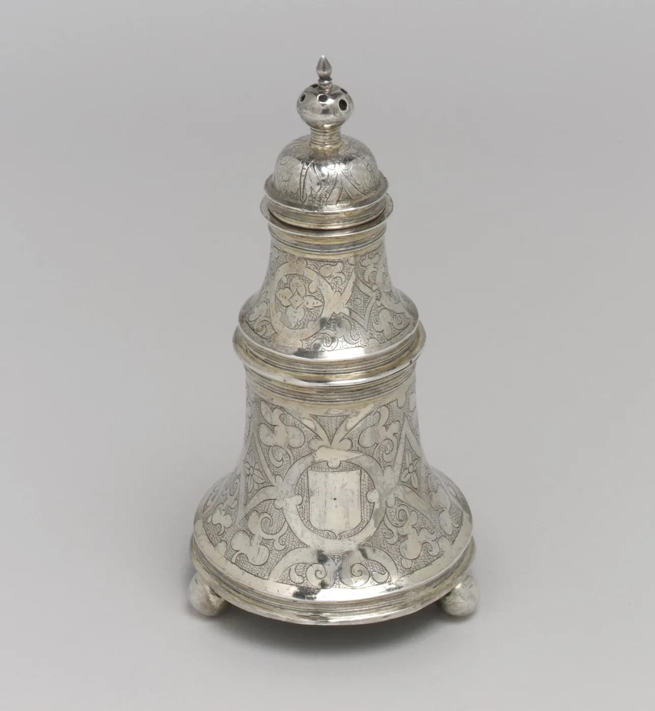 Antique Engraved Silver Caster